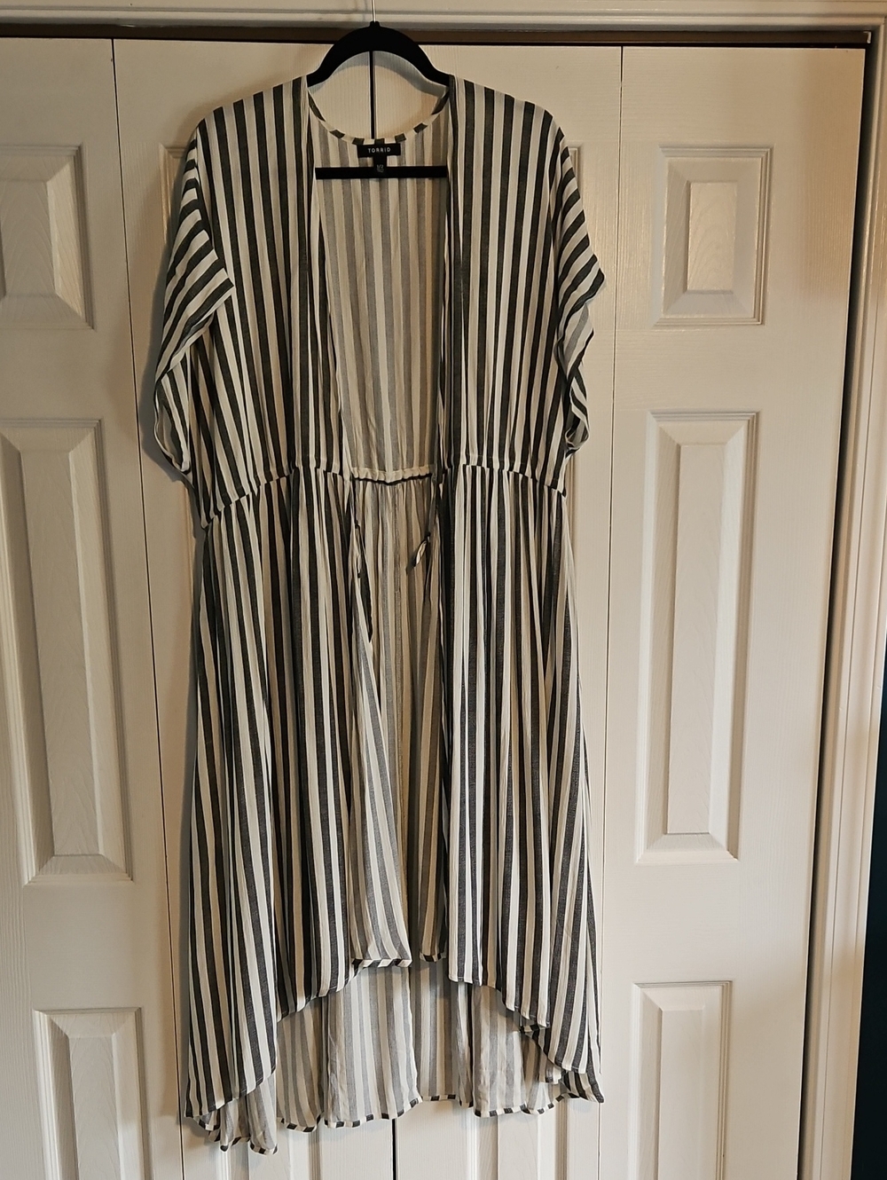 torrid Black and White Striped High-Low Open Jacket